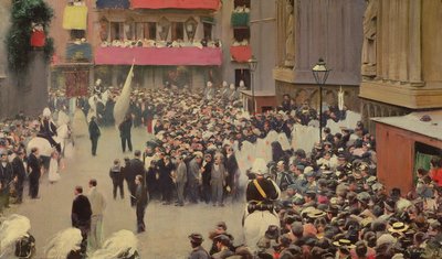 Corpus Christi Procession Leaving the Church of Santa Maria del Mar by Ramon Casas i Carbo